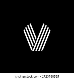 Logo Letter V Minimalist Monogram Typography in black and white color.