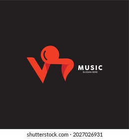 logo letter V music. combination of letter V and tone. suitable for music business, applications, music studios and others