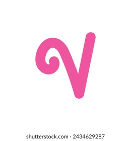 Logo letter V pink with blank background