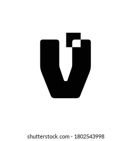 Logo Letter V with pixelate lego effect style vector design.