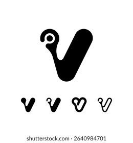 Logo Letter V, trendy modern alphabet font, set of five different letter v for your brand name design, vector illustration 10 EPS
