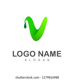 
logo of the letter v and water drop, nature logo
