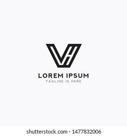 Logo Letter VH, Concept Letter V + H Monogram, Line Design Minimalist.