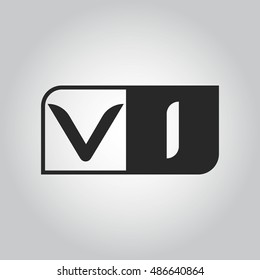 Logo letter VI with two different sides. Negative or black and white vector template design