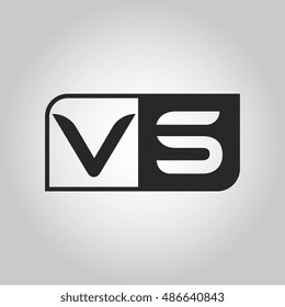 Logo letter VS with two different sides. Negative or black and white vector template design