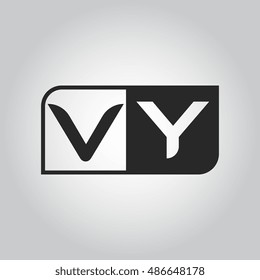 Logo letter VY with two different sides. Negative or black and white vector template design