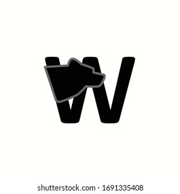 logo letter w with bear head, vector design 