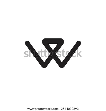 Logo letter W chain line stroke minimalist design with blank background