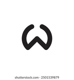Logo letra W círculo línea de montaña trazo con fondo en blanco