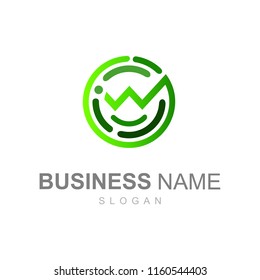 the logo of the letter w and the circle with a simple and modern look, the logo is ready to use
