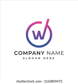 Logo of letter W with circle vector design