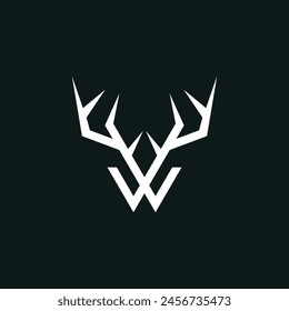 logo letter W deer antlers white background