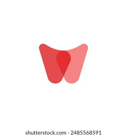Logo letter W design red overlay minimalist with blank background