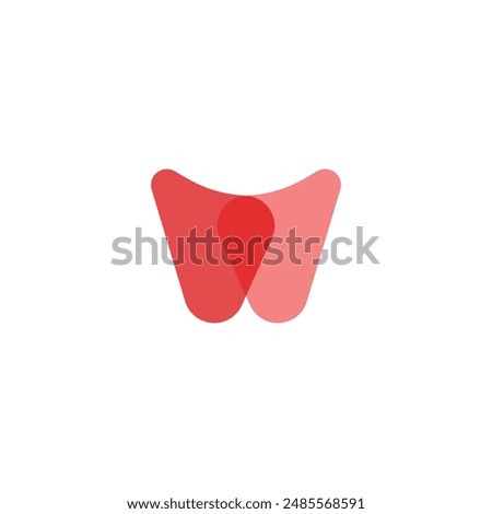 Logo letter W design red overlay minimalist with blank background