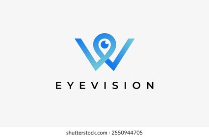 Letra W del logotipo y visión ocular. Digital, visual con concepto moderno y minimalista. Archivo editable.