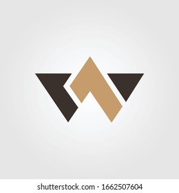 letra logo con triángulo geométrico. Monograma del logotipo de la letra W