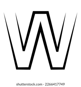 Letra del logotipo w, logotipo del alfabeto del eje del icono con emblema