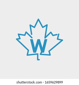 letra del logotipo con diseño vectorial de hoja de arce con icono