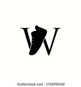 logo letter w with icon shoes man vector design