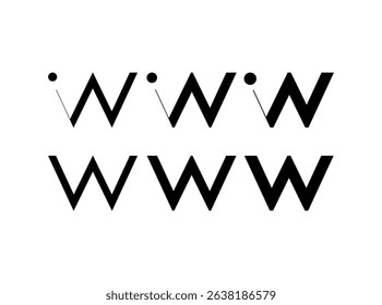 Logo letter W, new font alphabet, set of six different thicknesses (regular, bold, thick) for your brand name design, vector illustration 10 EPS