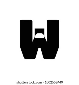 Logo Letter W with pixelate lego effect style vector design.