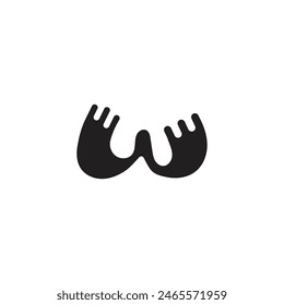 Letra de logotipo W splash o ala minimalista con fondo en blanco