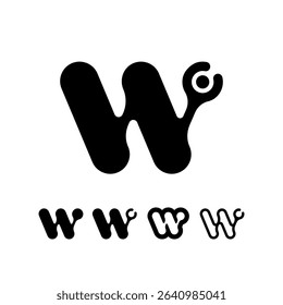 Logo Letter W, trendy modern alphabet font, set of five different letter w for your brand name design, vector illustration 10 EPS