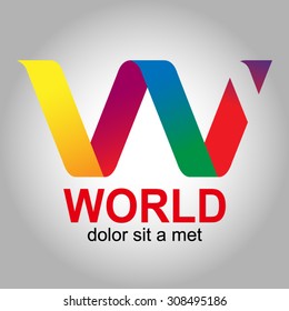 logo with letter W, vector design template.