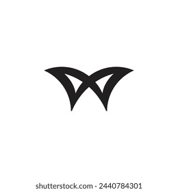 Logo letter W wings bat or butterfly with blank background