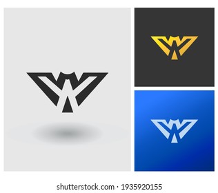 Logo-Brief WA erstmalig saubere, moderne, negative Raumfirmenidentität Symbol-Vorlage