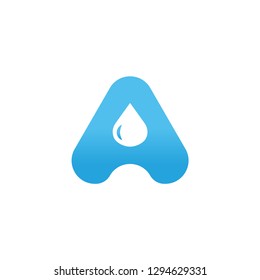 logo letter A water design, color blue water - vector