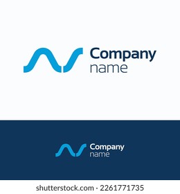 Сompany logo. Letter wave logo template. Sinusoid chart big data sign.