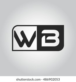 Logo letter WB with two different sides. Negative or black and white vector template design