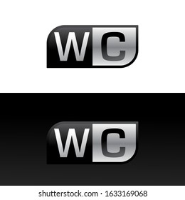 Logo letter WC with two different sides. Negative or black and white vector template design vector