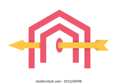 letra A del logotipo que puede ser una casa y que también tiene un símbolo de flecha. sencillo, minimalista, moderno y futurista