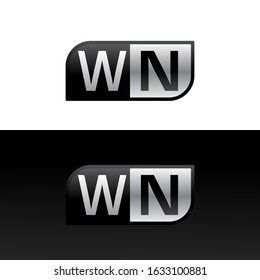 Logo letter WN with two different sides. Negative or black and white vector template design vector