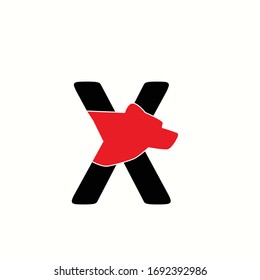 Logo-Buchstabe x mit Bärenkopf, Vektorillustration-Design 