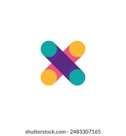 Logo letter X colorful rainbow with blank background