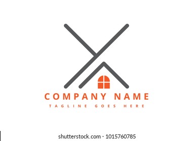 Logo letter x cross construction home logo
