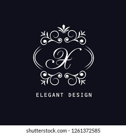 Logo of the letter X. Elegant coat of arms monogram. Magnificent logo for restaurant, royalty, boutique, cafe, hotel, heraldry, jewelry, fashion. Vector illustration
