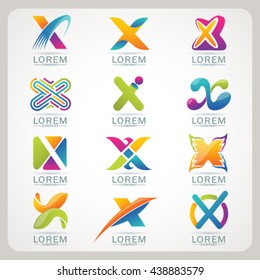 Logo letter X element and Abstract web Icon and globe vector symbol. Unusual sign icon and sticker set. Graphic design easy editable for Your design. Modern logotype icon.
