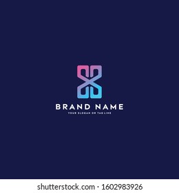 logo letter X  gradient color vector template
