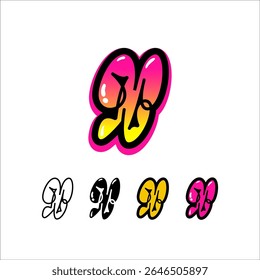 Logo letter X, graffiti alphabet font, set of four different art symbol for your brand name design, vector illustration 10 EPS
