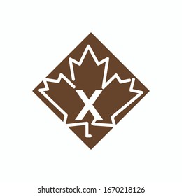 logo letter x with icon maple leaf vector design