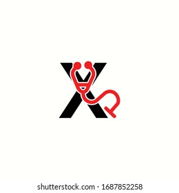 logo letter x with icon stethoscope vector design
