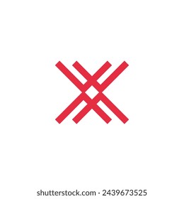 Logo letra X línea trazo doble con fondo en blanco