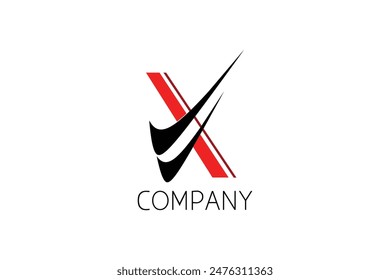 a logo of the letter x and two ticks