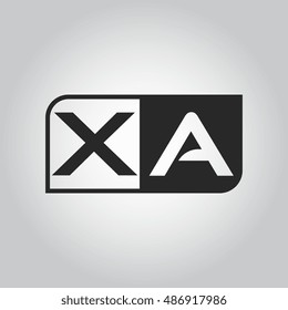 Logo letter XA with two different sides. Negative or black and white vector template design
