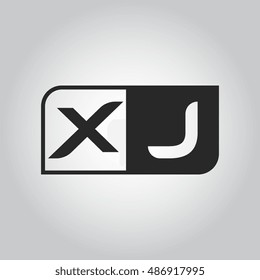 Logo letter XJ with two different sides. Negative or black and white vector template design