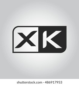 Logo letter XK with two different sides. Negative or black and white vector template design